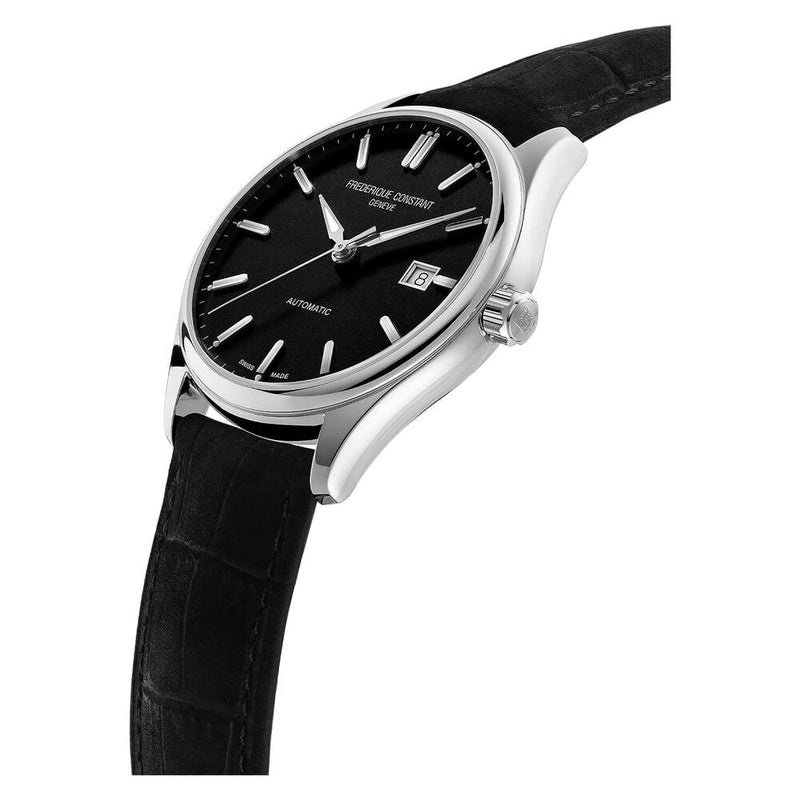 Frederique Constant Classics Index Automatic black leather strap bracelet black dial Watch