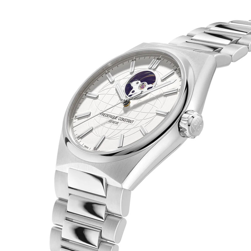 Frederique Constant Highlife Heart Beat Automatic Watch steel bracelet white dial Set