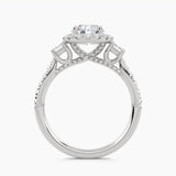 Halo With Princess-Cut Side Stones And Pavé Shank, front view