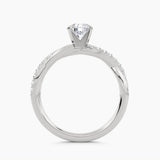 Solitaire With Half Pavé Twist Shank, front view