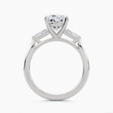 Three-Stone With Tapered Baguette Side Stones, front view