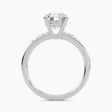 Solitaire With Spaced Round Pavé On Shank, front view