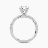 Solitaire With Vine Twist Pavé Shank, front view