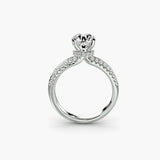 Solitaire With Hidden Halo And Double-Row Pavé Shank, front view