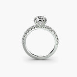 Solitaire With Hidden Halo And Single-Row Pavé Shank, front view