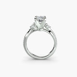 Solitaire With Double Marquise Accents And Twisted Pavé Shank, front view