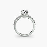 Solitaire With Round Accents And Pavé Shank, front view