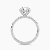 Solitaire With Hidden Halo And Pave Set Shank, front view