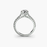 Solitaire With Hidden Halo And Pavé Cathedral Shank, front view