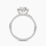 East-West Solitaire With Thin European Bezel Setting And Plain Shank, front view