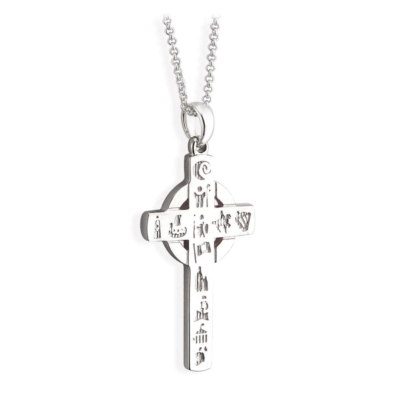 Silver History Of Ireland Cross Pendant