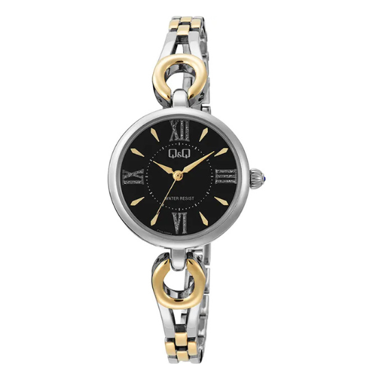 Q&Q BLACK TWO TONE WATCH