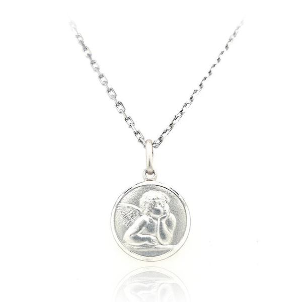 sterling silver guarding angel medal pendant chain necklace