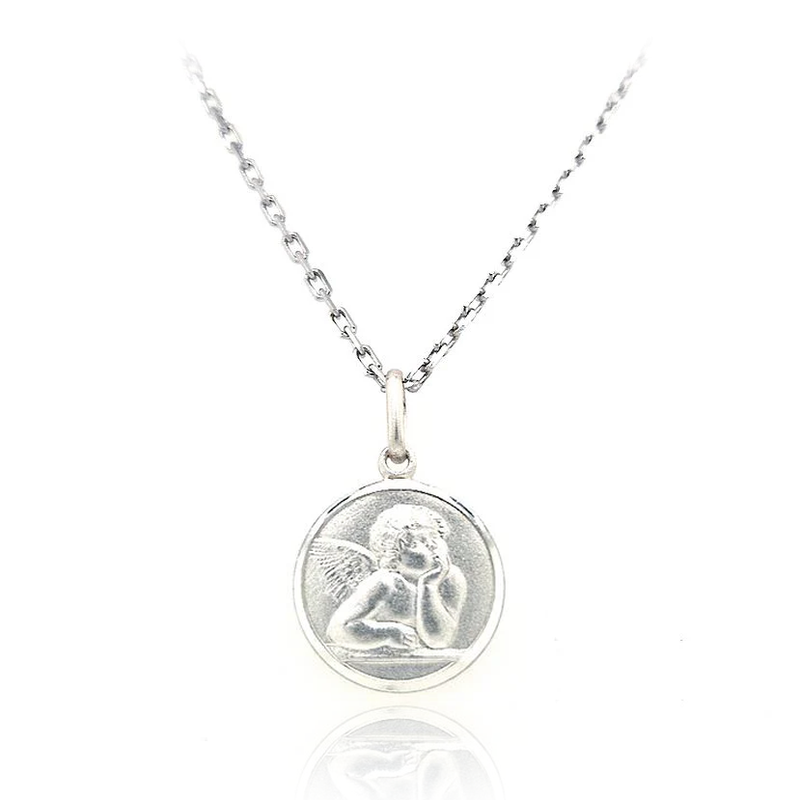 sterling silver guarding angel medal pendant chain necklace