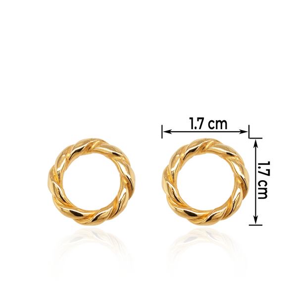 Yellow Gold Plated Twisted Circles Stud Earrings