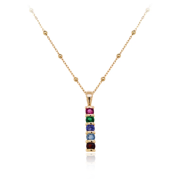 9ct Yellow Gold Family Birthstone Bar Necklace