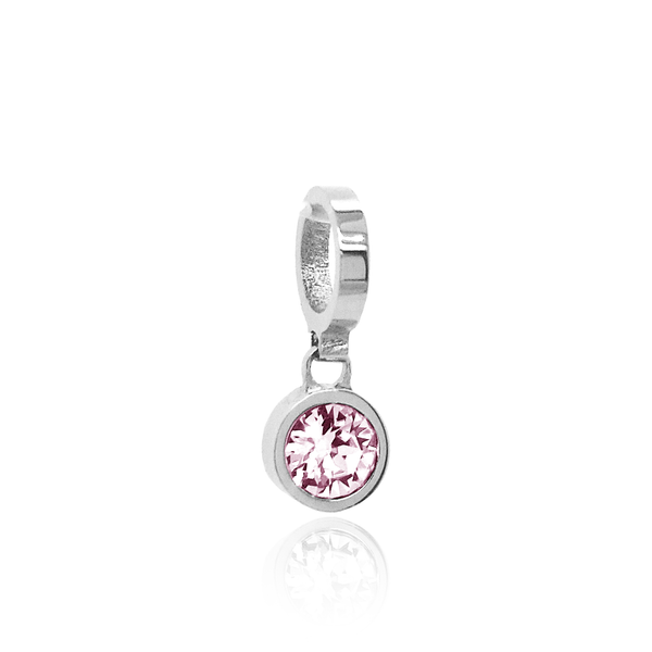 rebecca silver pink cz cubic zirconia stone charm