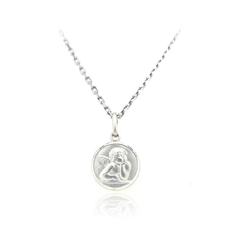 sterling silver guarding angel medal pendant chain necklace