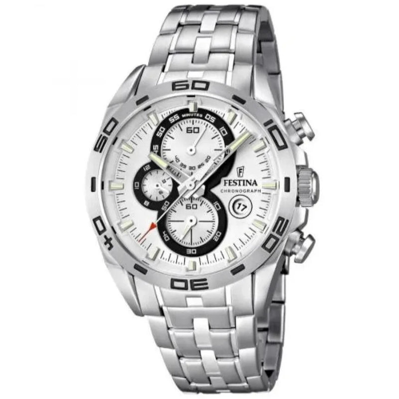 FESTINA WHITE dial STEEL bracelet WATCH