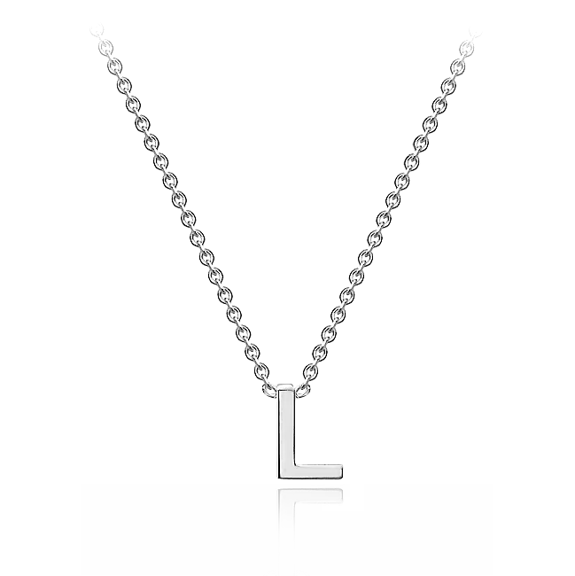 STERLING SILVER RHODIUM PLATED 'L' INITIAL ADJUSTABLE NECKLACE