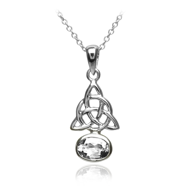 sterling silver celtic knot cz cubic zirconia stone pendant necklace