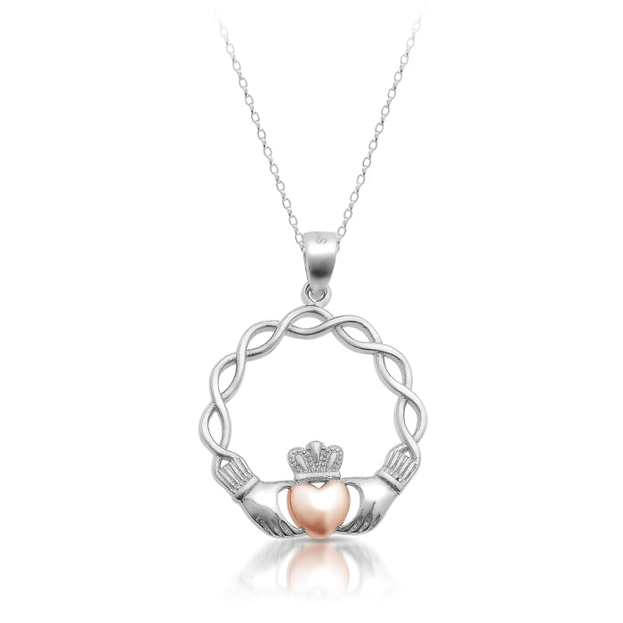 Silver Claddagh Pendant with Celtic design.