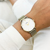 CLUSE White & Gold Minuit Mesh Watch