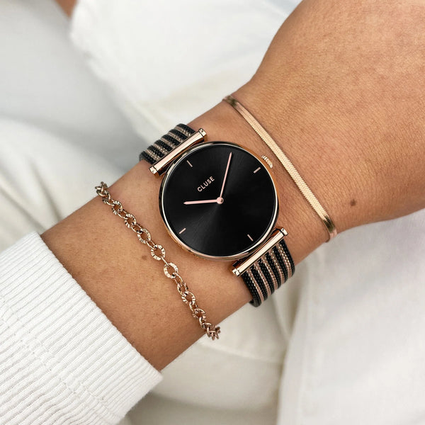 CLUSE Black Triomphe Rose Gold Watch