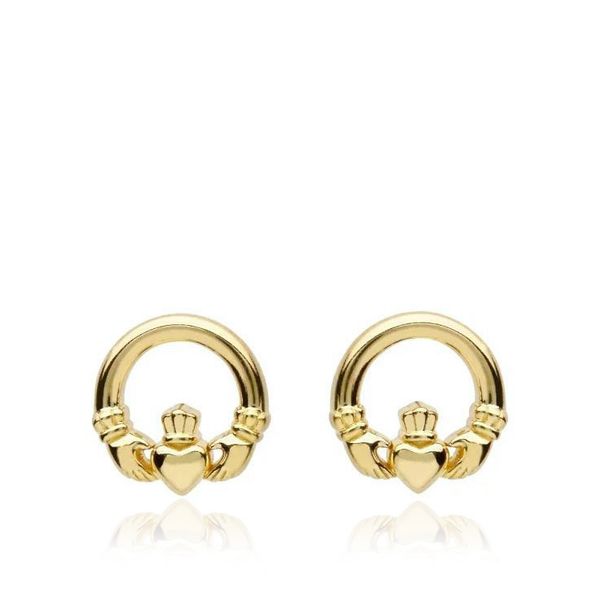 9 carat yellow gold claddagh earrings