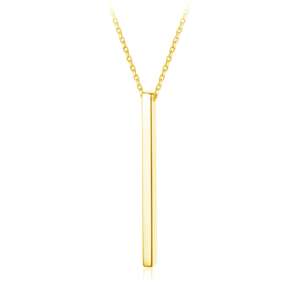 yellow gold vertical bar pendant necklace