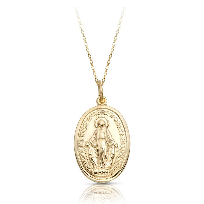 9ct Miraculous Medal & Chain (large)