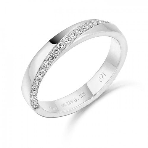 Platinum 0.25ct Wave Diamond Wedding Ring.