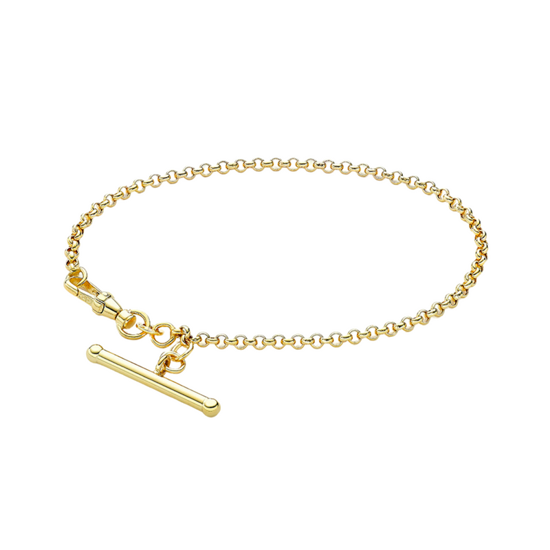 9ct YELLOW GOLD T-BAR BELCHER BRACELET