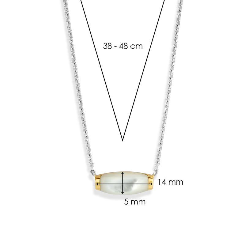 Ti-Sento-Milano-Sterling-Silver-Necklace-With-A-Gold-Plated-Mother-Of-Pearl-Pendant-With-Adjustable-Length-Between-38cm&42cm-Length