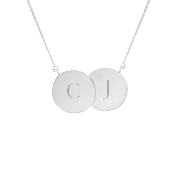 Engravable Sterling Silver Double Disc Necklace