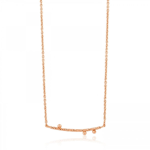 Ania Haie Textured Solid Bar Rose Gold Plated Necklace