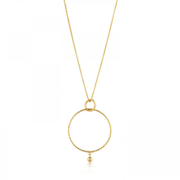 Ania Haie Textured Double Circle Pendant & Gold Plated Necklace