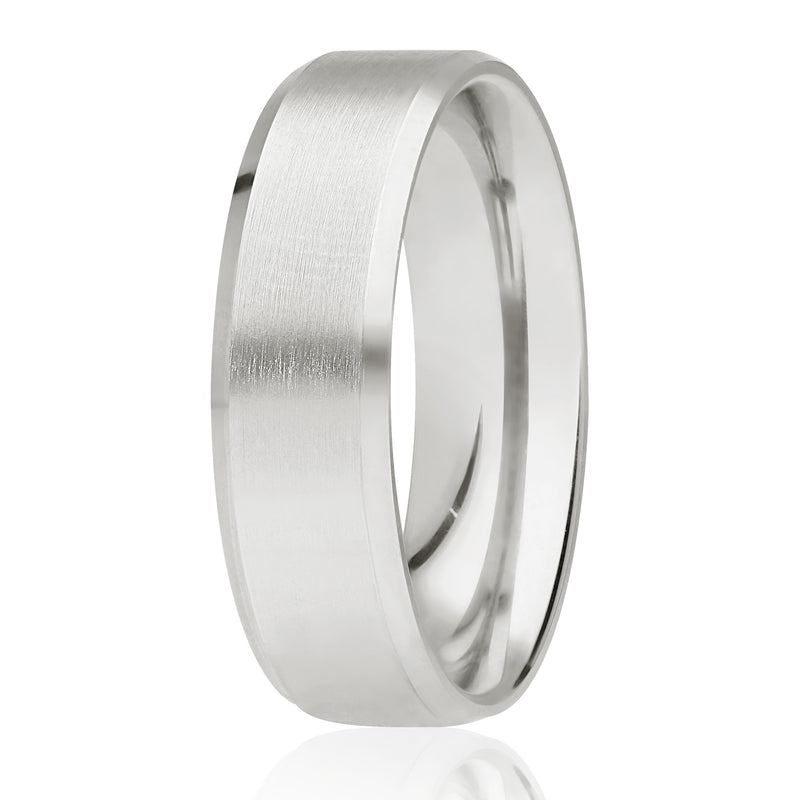 Gents APB14 Flat Court Wedding Band with a brushed centre and diamond cut bevelled edge