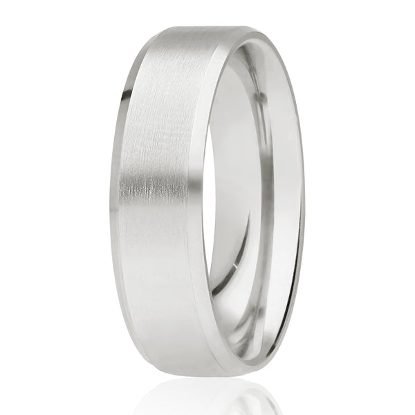 6MM Sterling Silver & Gold, Domed Brushed Wedding Band