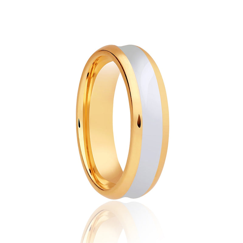 Gents  Concave  Two Tone 9ct White Gold Centre with 9ct Yellow Gold Edges and a polished finish Wedding Band