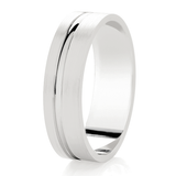 Gents Silver 6mm Offset Wedding band.  