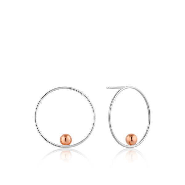 Ania Haie - Silver - rose gold - two tone - front - hoop- earrings