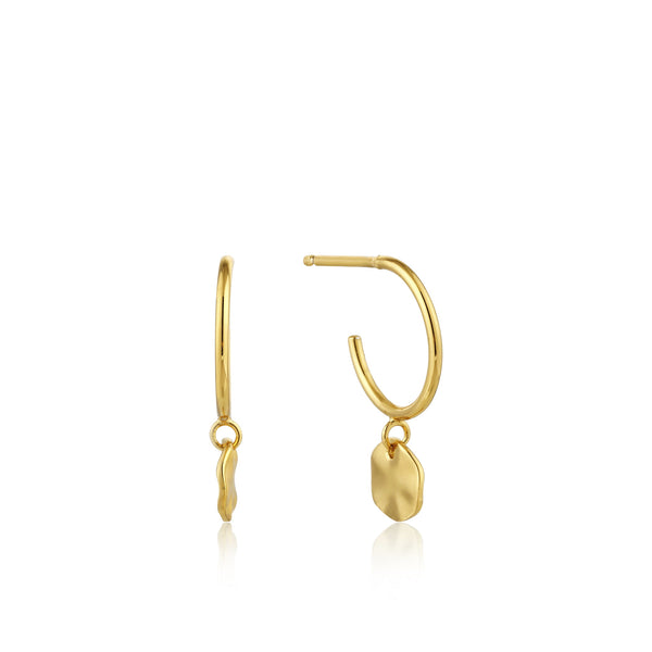 Ania Haie "Yellow Gold Ripple" Small Hoop Earrings