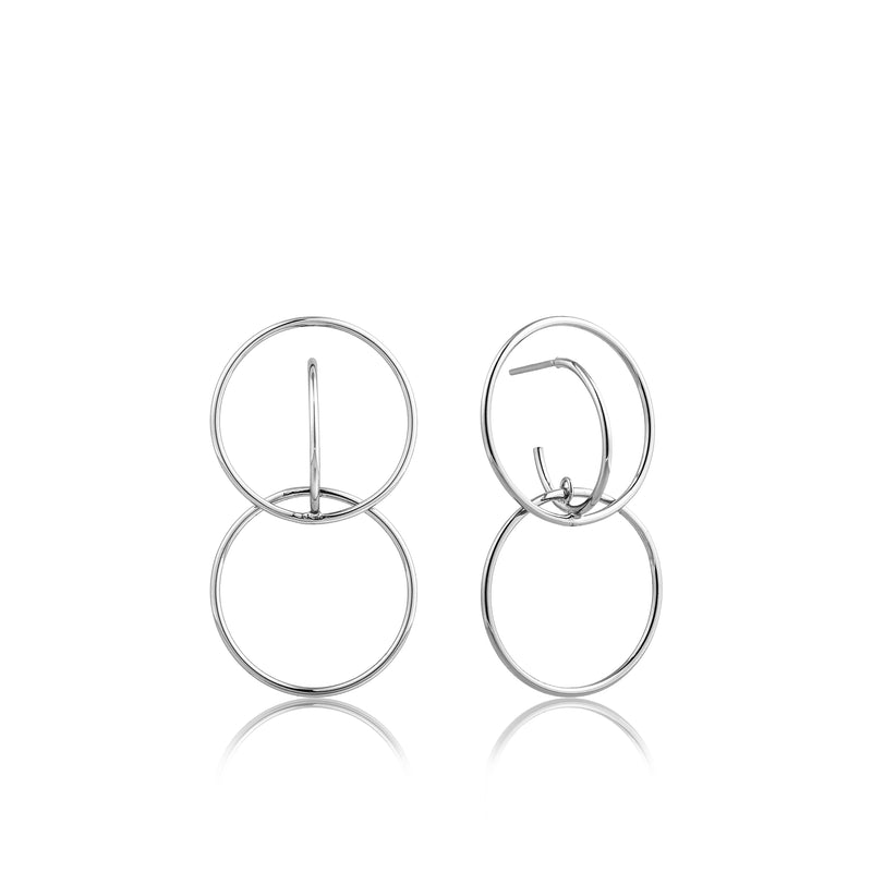 Ania Hair - Silver - Double - Circle -  Front - Earrings 