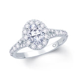 Platinum Oval Cut, Hidden Halo & Diamond Set Shoulders Engagement Ring
