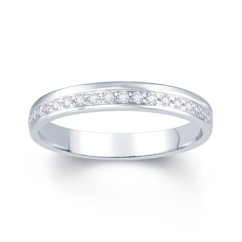 18ct White Gold .50ct Pave Offset Wedding Band 4mm