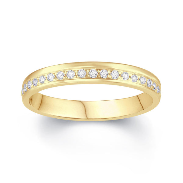 18ct Gold .50ct Pave Offset Wedding Band 3mm