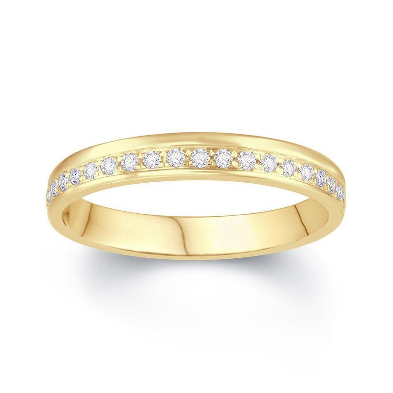 18ct Gold .50ct Pave Offset Wedding Band 3mm