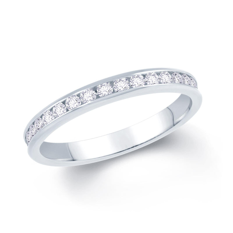Channel Set 18ct White Gold Wedding Band 65% Spread