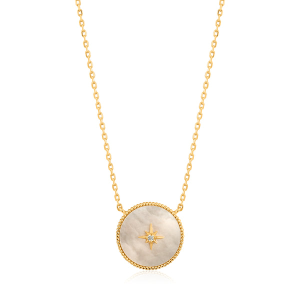 Ania Haie Gold Mother Of Pearl Emblem Necklace